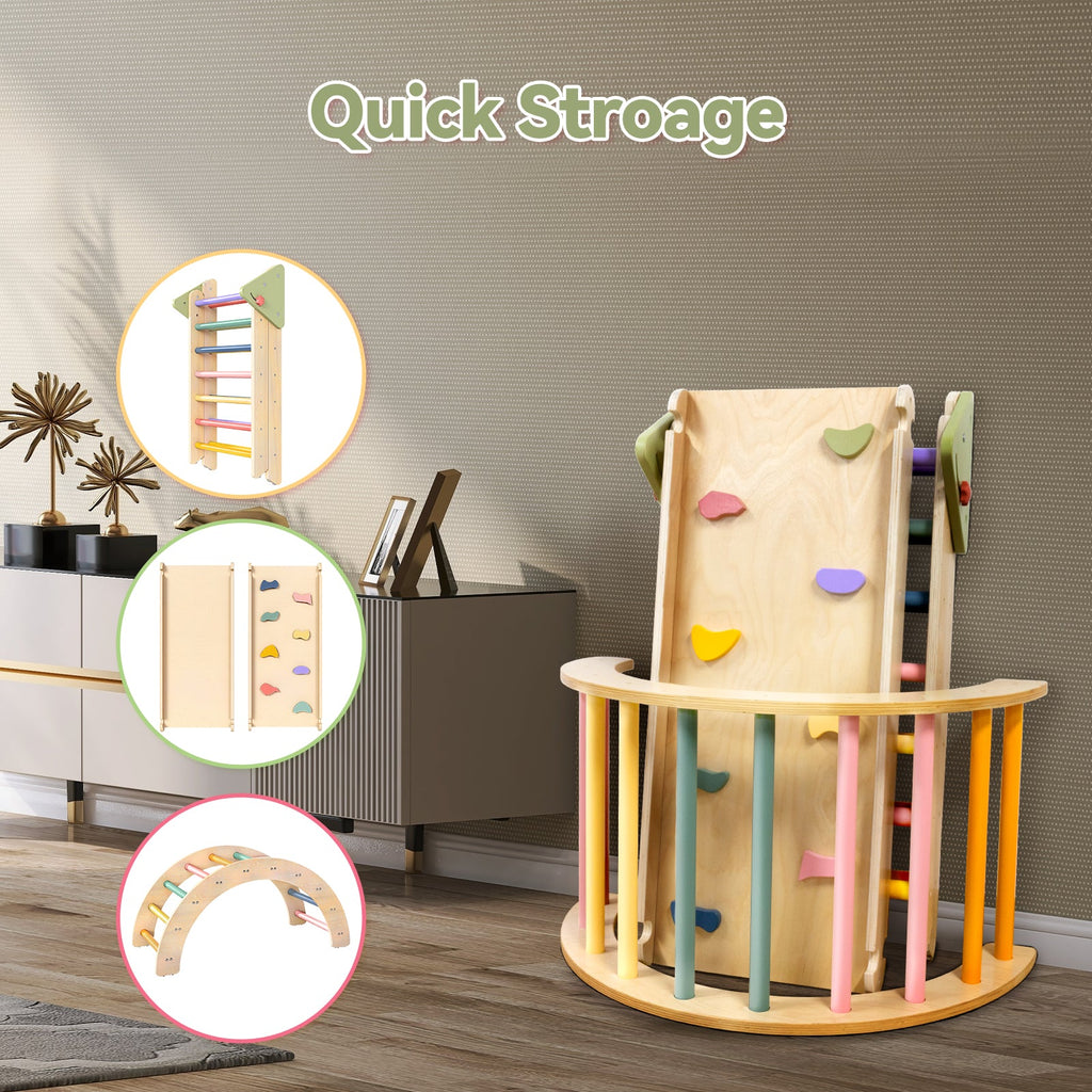 Pikler Triangle Gym Baby Climbing Toys 3 Piece, Foldable Climbing Toys for Toddlers 1-3 Inside, Montessori Toddler Climbing Toys Indoor Set