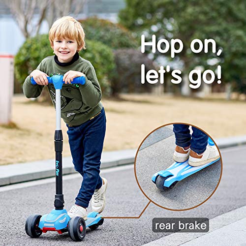 Toddler Scooter for Kids Ages 3-12 Years Old Boy Girl with 3 Wheel LED Lights. Extra-Wide Childrens Foldable Kick Scooter Kids Ages 3-5 with 4 Adjustable Height and Lean-to-Steer