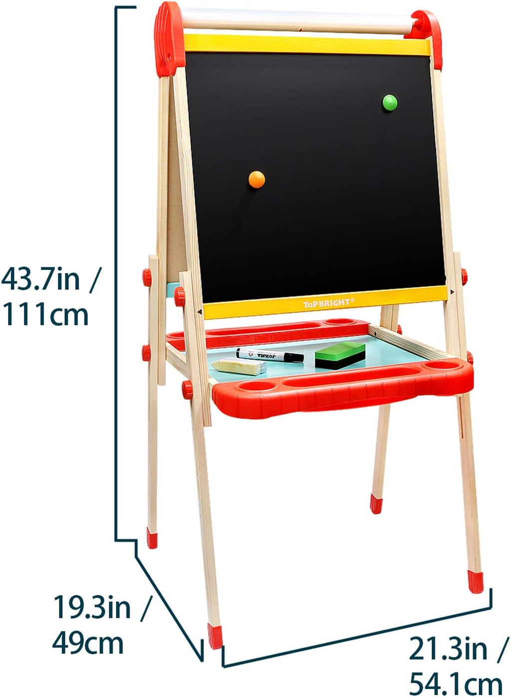 Wooden Art Easel for Kids, Toddler Easel Adjustable with Painting Whiteboard, Child Easel with Magnetic Blackboard