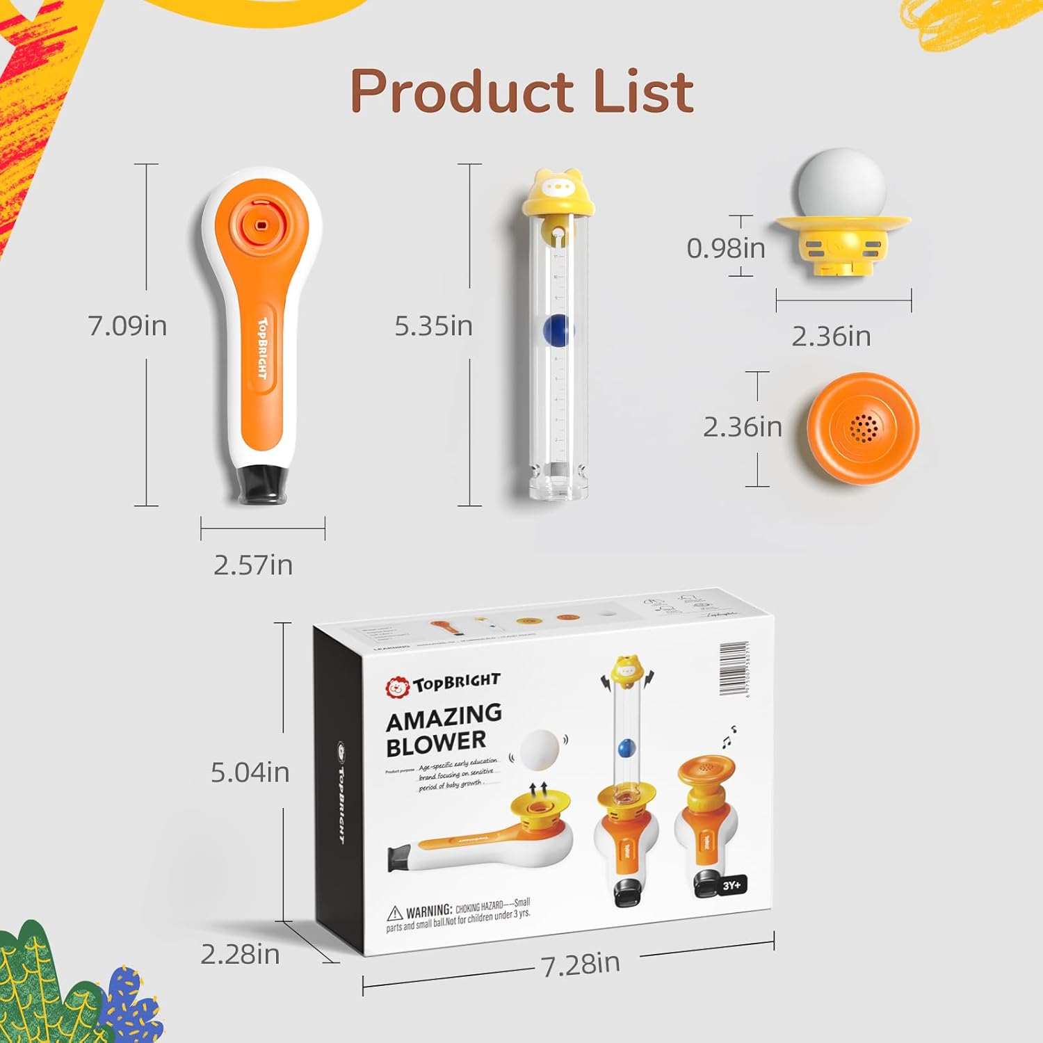 3in1 Ball Blowing Toy Sensory Toys for Toddler, Montessori Whistle Floating Blow Pipe Balls Musical Toy, Fine Motor Skills Toys for 3 4 5 Year Boys Girls Gift