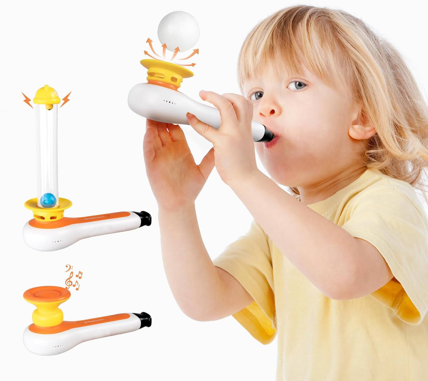 3in1 Ball Blowing Toy Sensory Toys for Toddler, Montessori Whistle Floating Blow Pipe Balls Musical Toy, Fine Motor Skills Toys for 3 4 5 Year Boys Girls Gift