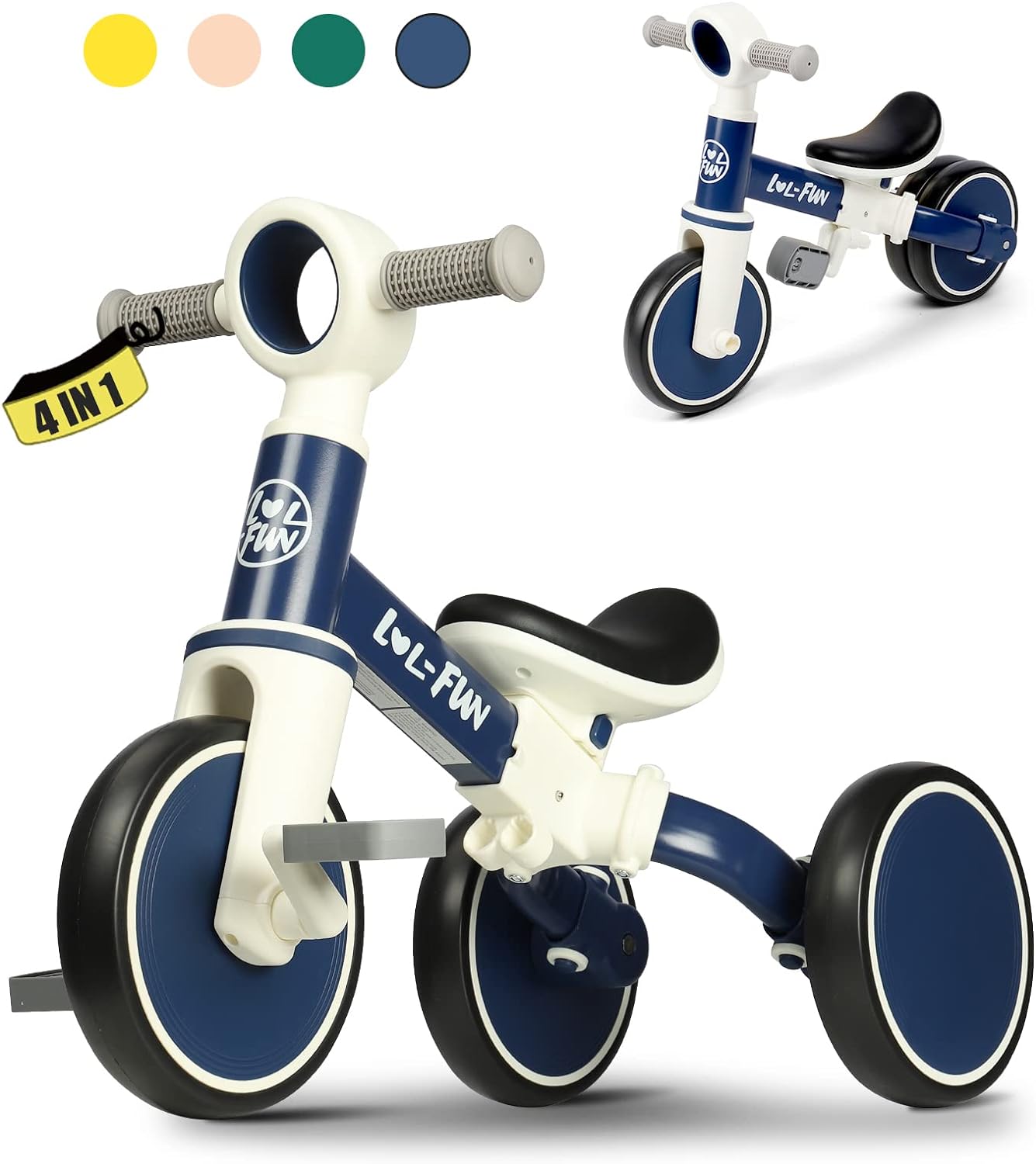 Baby Balance Bike for 1 2 Year Old Boys Girls Gift. 4 in 1 Kids Tricycle for Toddlers 1-3 with Easy Assembly Removable Pedal