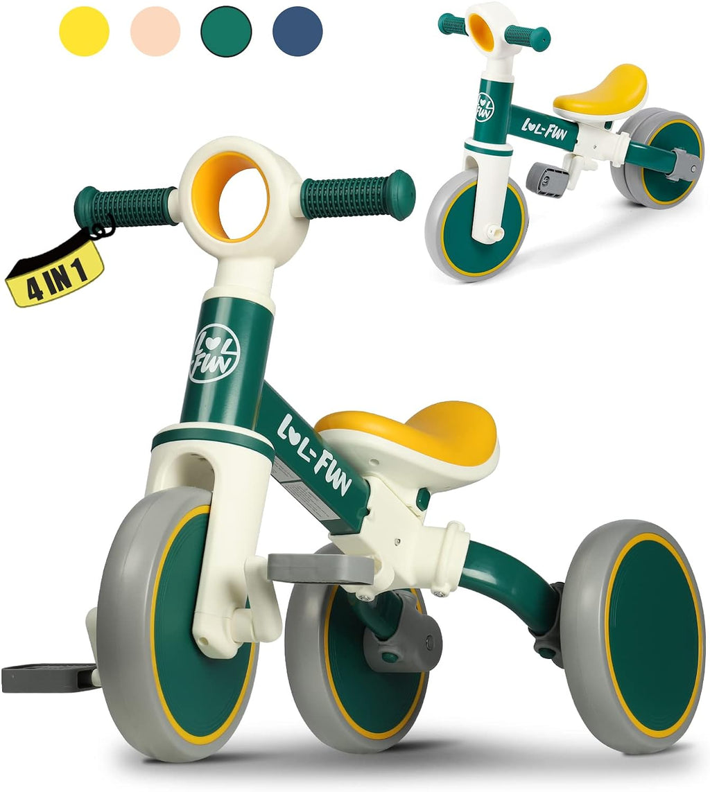 Baby Balance Bike for 1 2 Year Old Boys Girls Gift. 4 in 1 Kids Tricycle for Toddlers 1-3 with Easy Assembly Removable Pedal