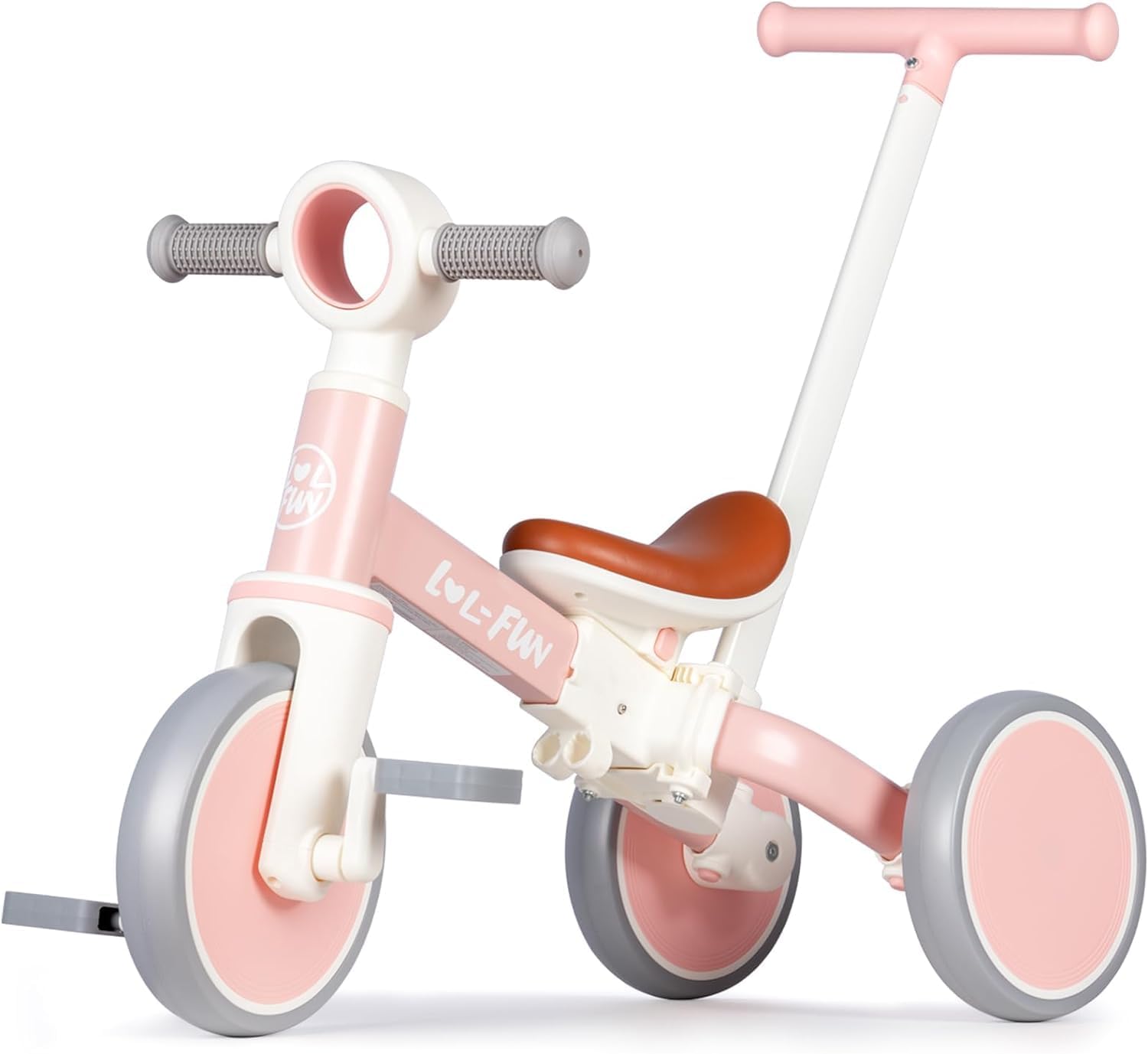 5 in 1 Toddler Tricycles for 1-3 Year Olds Boys Girls Toy with Parent Steering Push Handle, Baby Balance Bike 1 Year Old Kids Gift