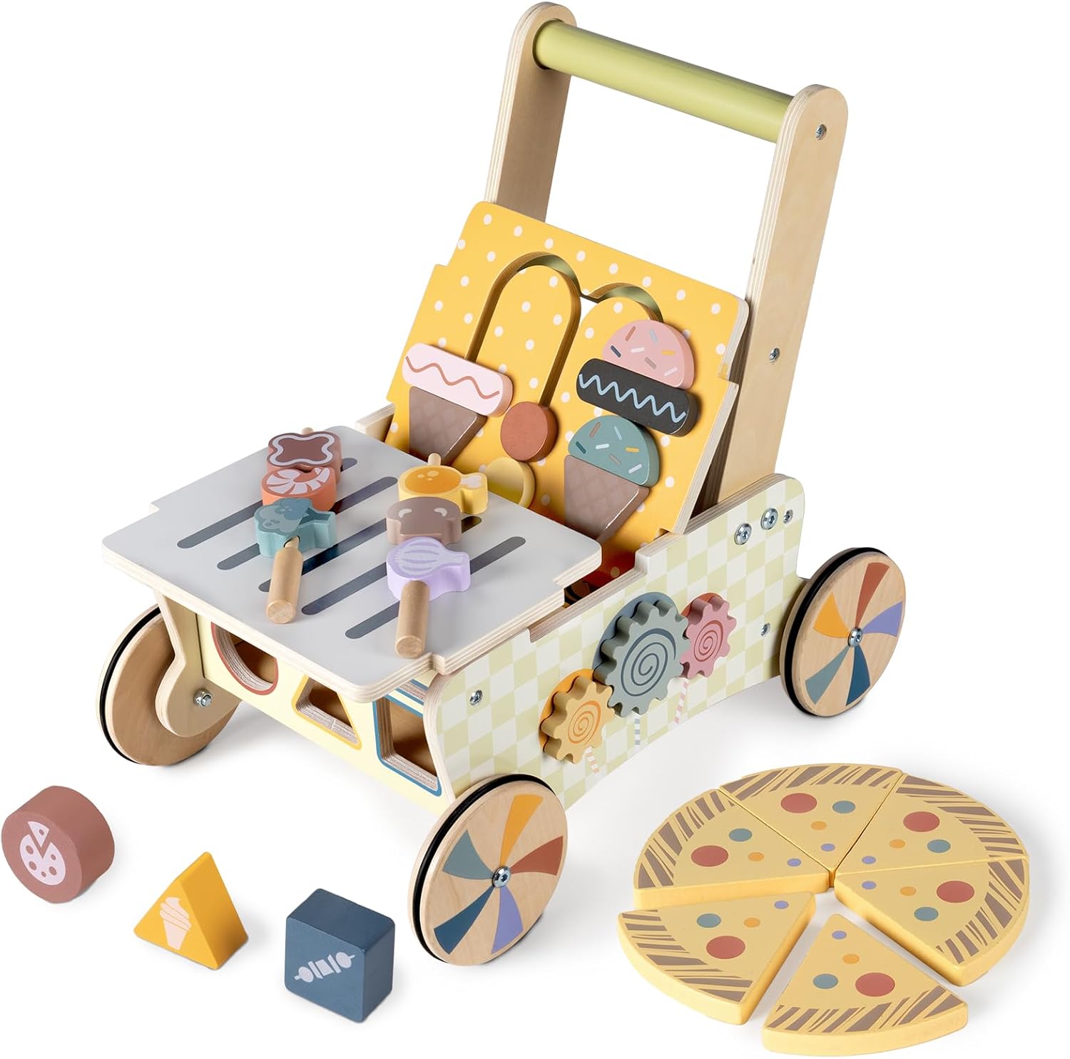 Wooden Baby Walker with Wheels, Baby Push Walker for Baby Girl and Boy 12 Months, Walking Push Toys 1 Year Old Girl Boy Gifts