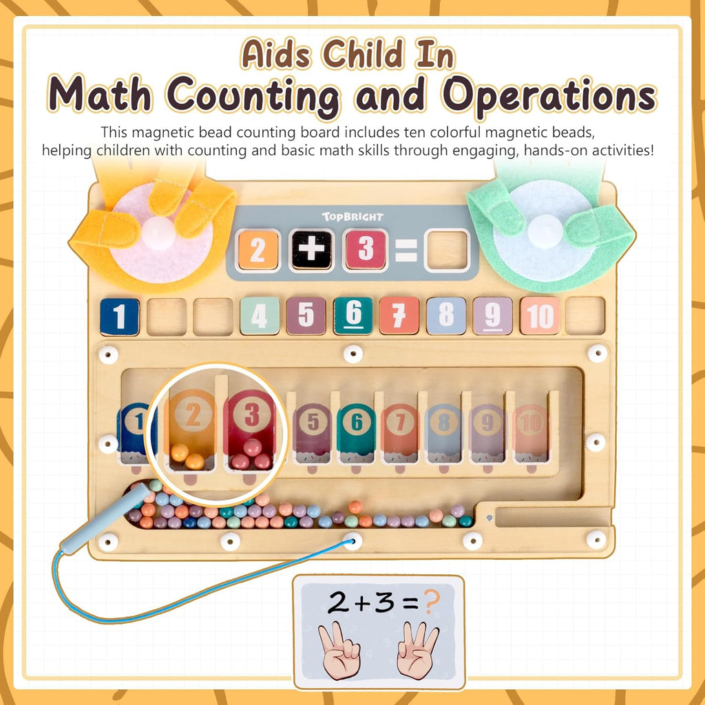 Finger Math Addition & Subtraction Toys for Kids, Interactive Magnetic Beads Sorting Matching Learning Game for Ages 3 4 5+ Year, Educational Toys Gift for Preschoolers