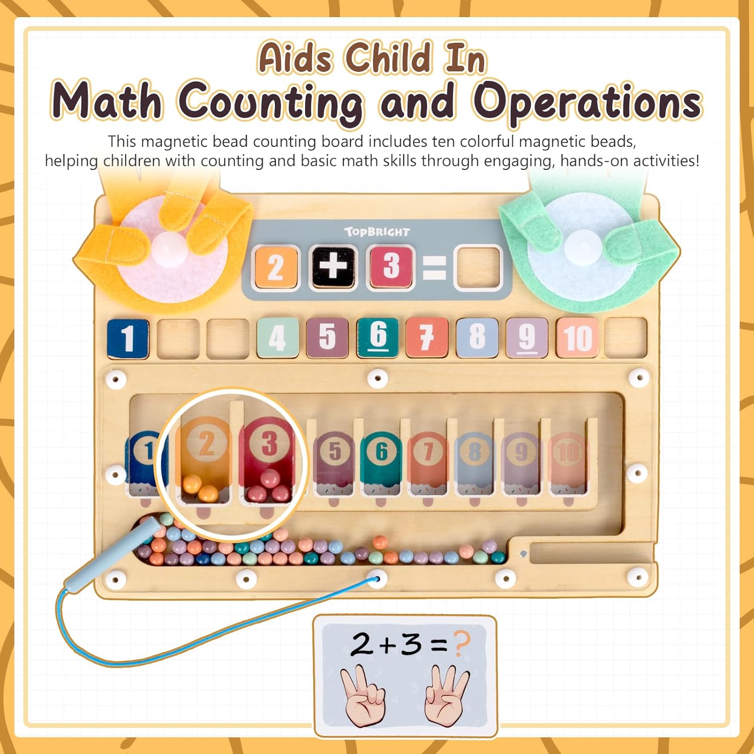 Finger Math Addition & Subtraction Toys for Kids, Interactive Magnetic Beads Sorting Matching Learning Game for Ages 3 4 5+ Year, Educational Toys Gift for Preschoolers