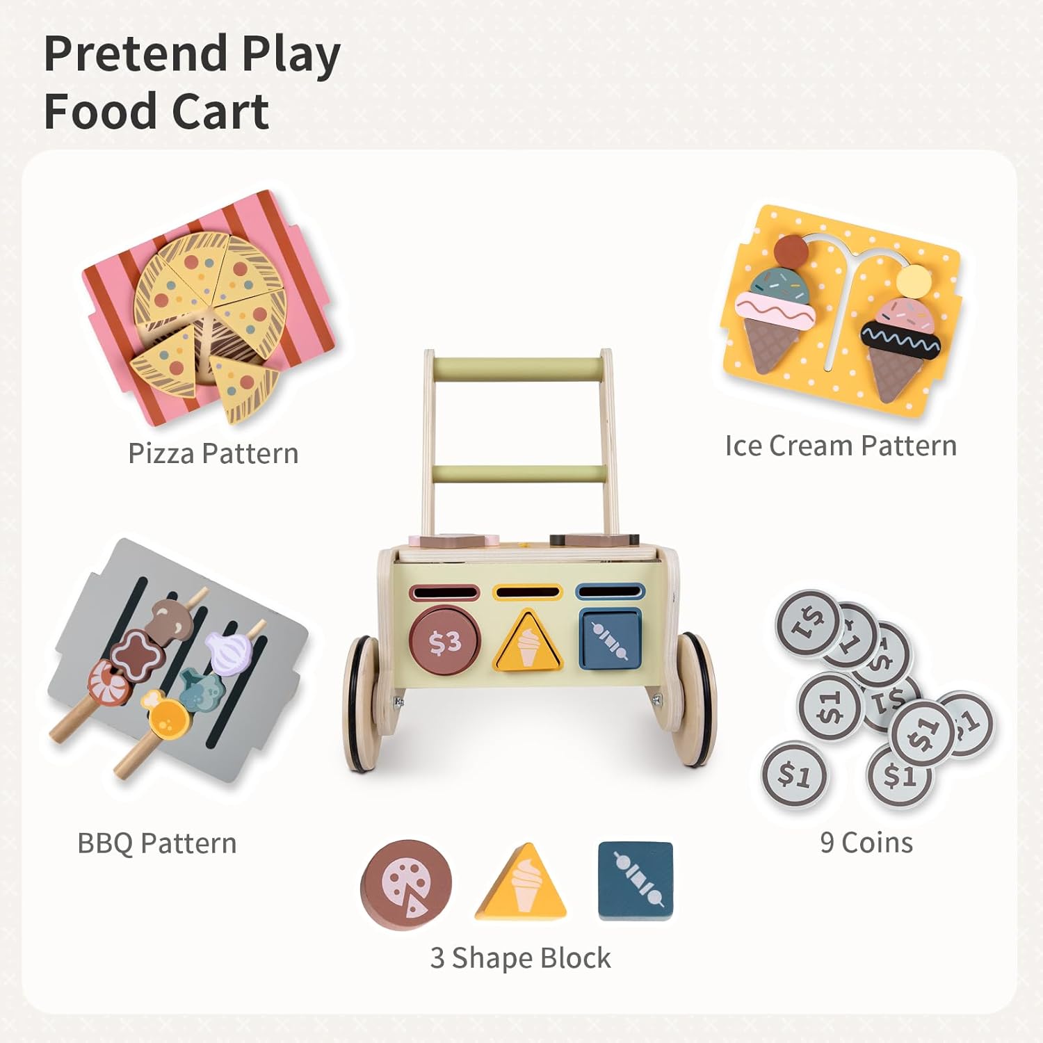 Wooden Baby Walker with Wheels, Baby Push Walker for Baby Girl and Boy 12 Months, Walking Push Toys 1 Year Old Girl Boy Gifts