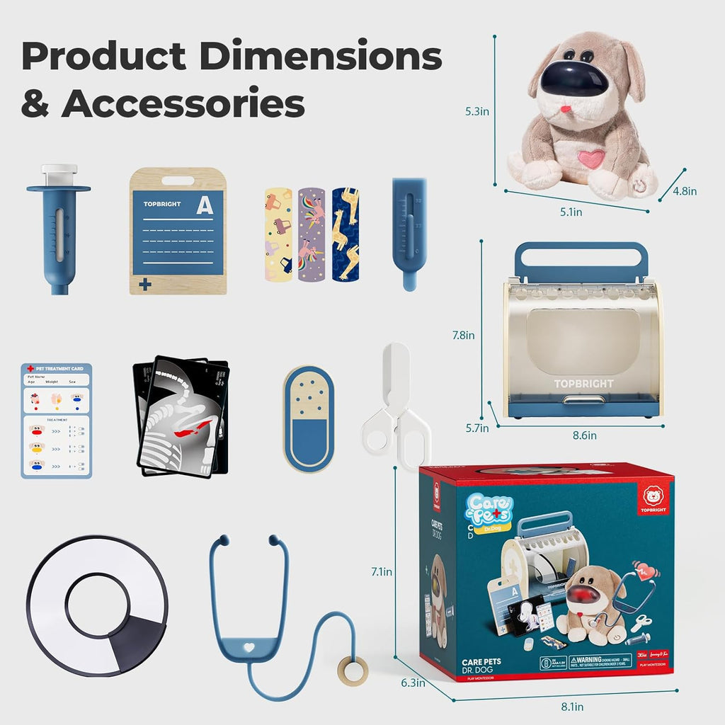 Doctor Kit for Toddlers 3-5, Pretend Veterinarian Playset for Kids, Kids Doctors Vet Play Set for 3 4 5 Year Girls Boys Toys Gifts