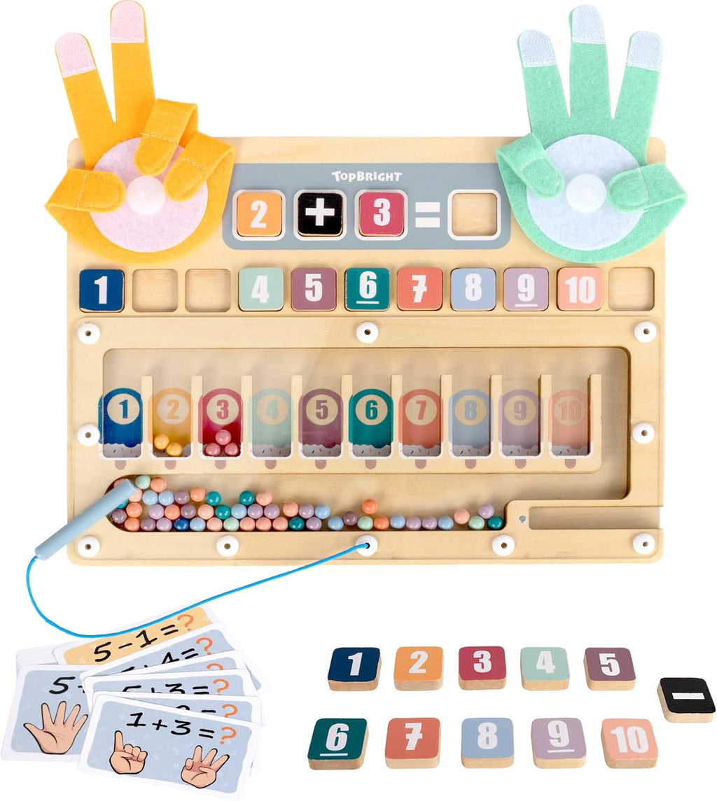 Finger Math Addition & Subtraction Toys for Kids, Interactive Magnetic Beads Sorting Matching Learning Game for Ages 3 4 5+ Year, Educational Toys Gift for Preschoolers