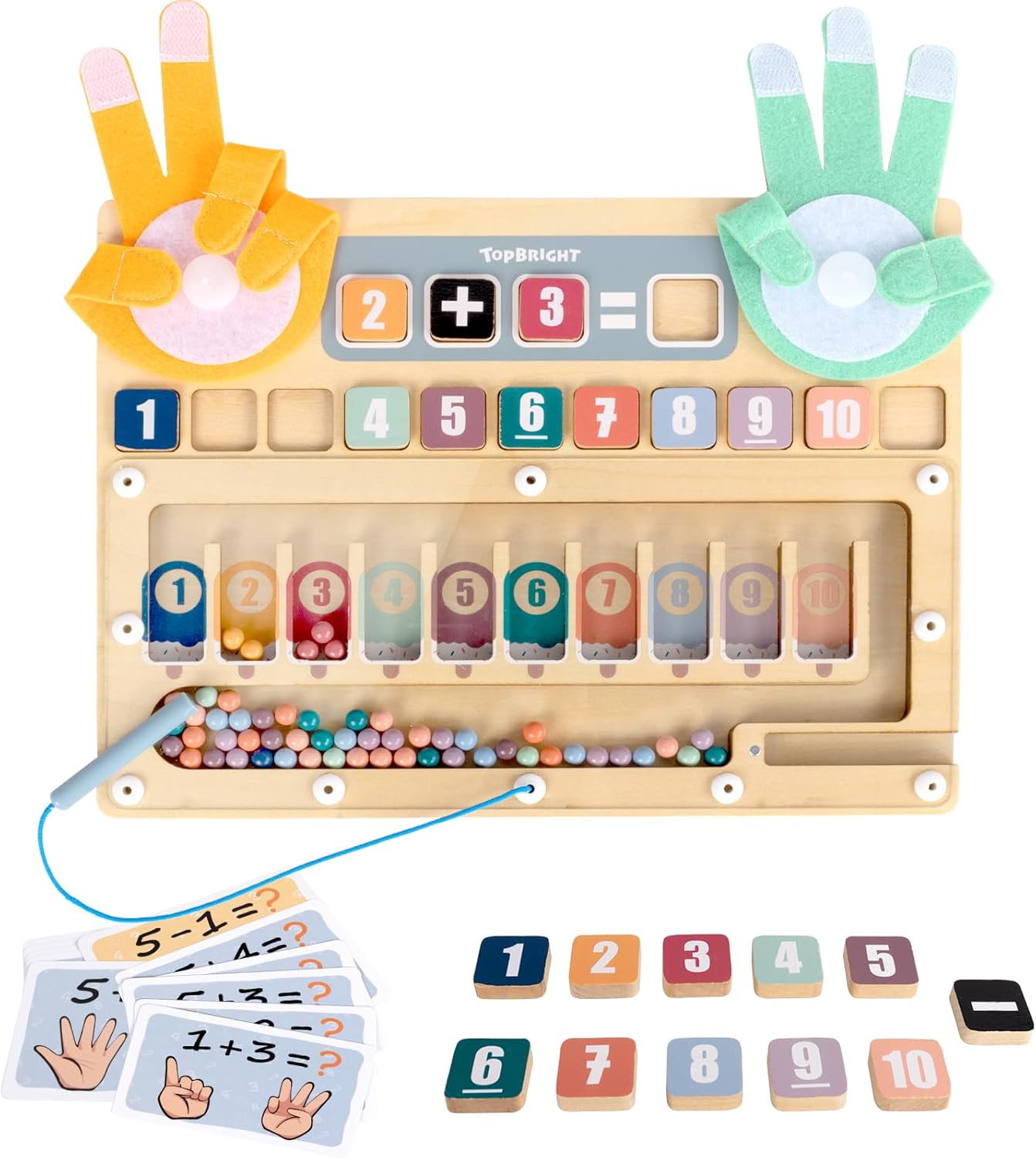 Finger Math Addition & Subtraction Toys for Kids, Interactive Magnetic Beads Sorting Matching Learning Game for Ages 3 4 5+ Year, Educational Toys Gift for Preschoolers
