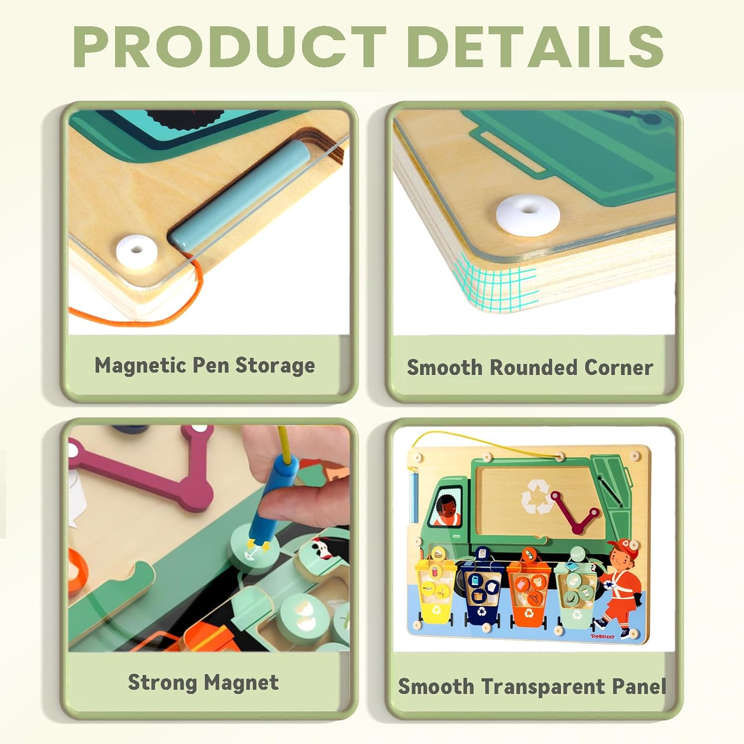 Magnetic Color Maze Sorting Game Montessori Toys for 3+ Year Old, Wooden Garbage Magnet Educational Learning Toys, Toddler Travel Toys Fine Motor Skills for Boys Girls