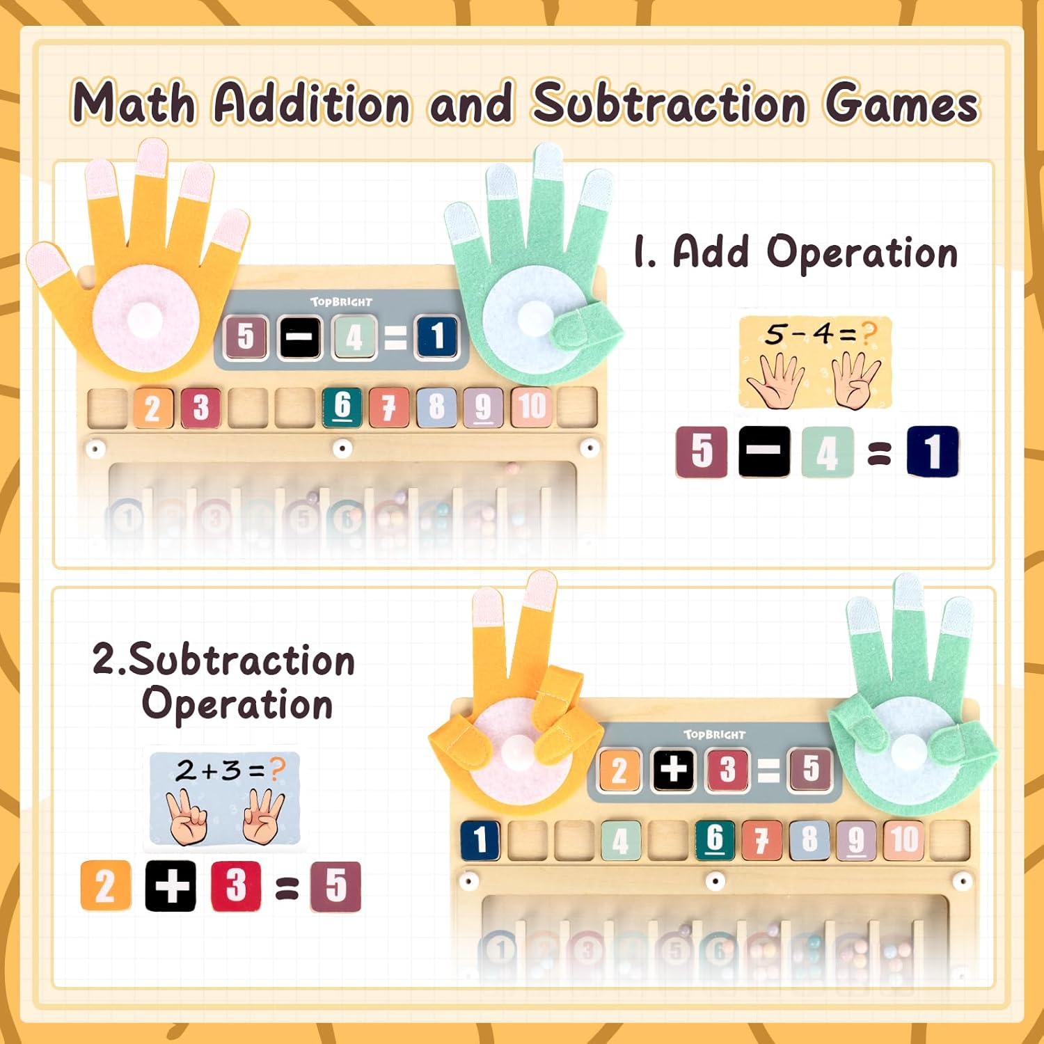 Finger Math Addition & Subtraction Toys for Kids, Interactive Magnetic Beads Sorting Matching Learning Game for Ages 3 4 5+ Year, Educational Toys Gift for Preschoolers