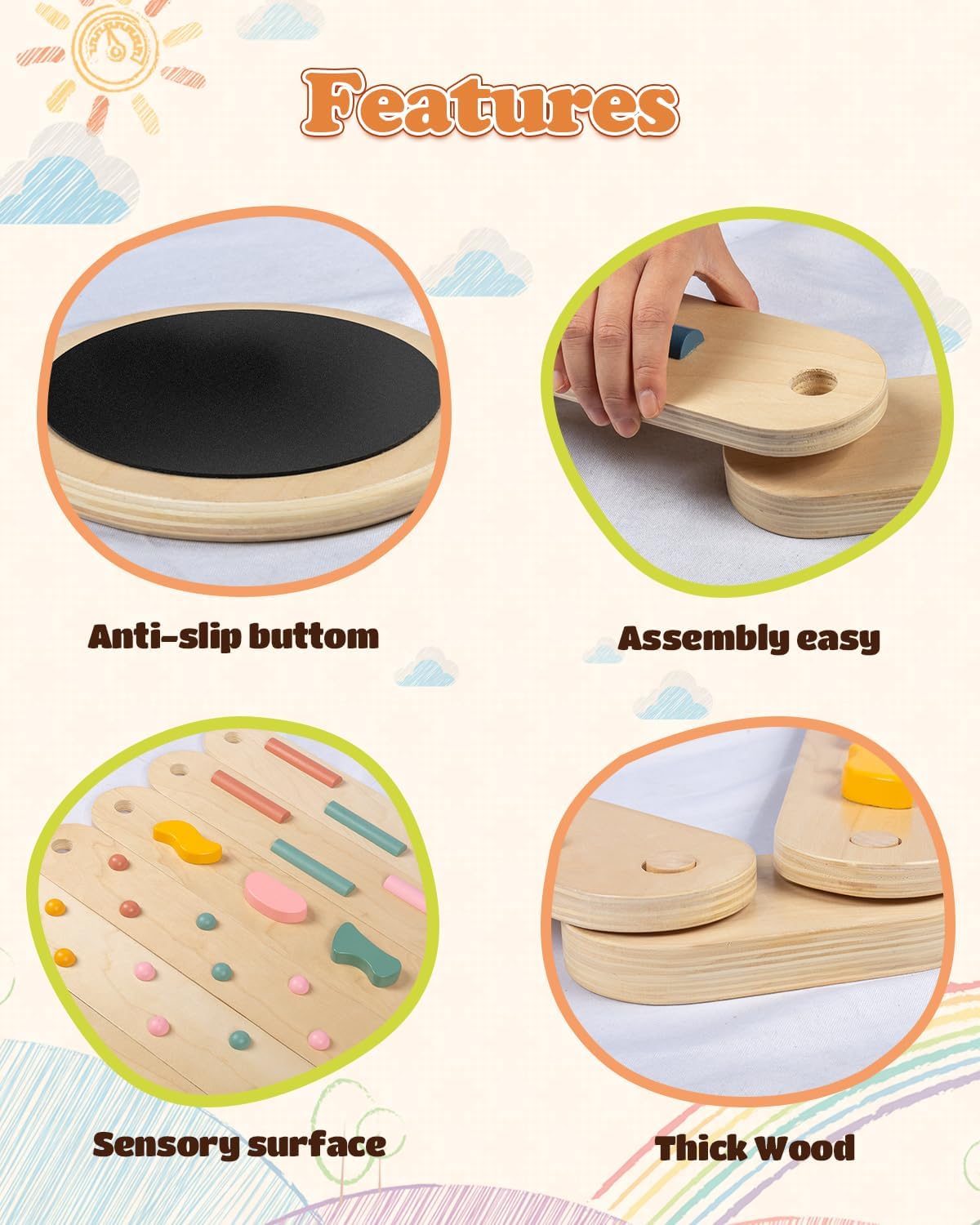 Toddler Balance Beam for Kids 3-5 Montessori, Wooden Kids Balance Beam Stepping Stones, Balance Beam Toddler Obstacle Course for Kids 1-3