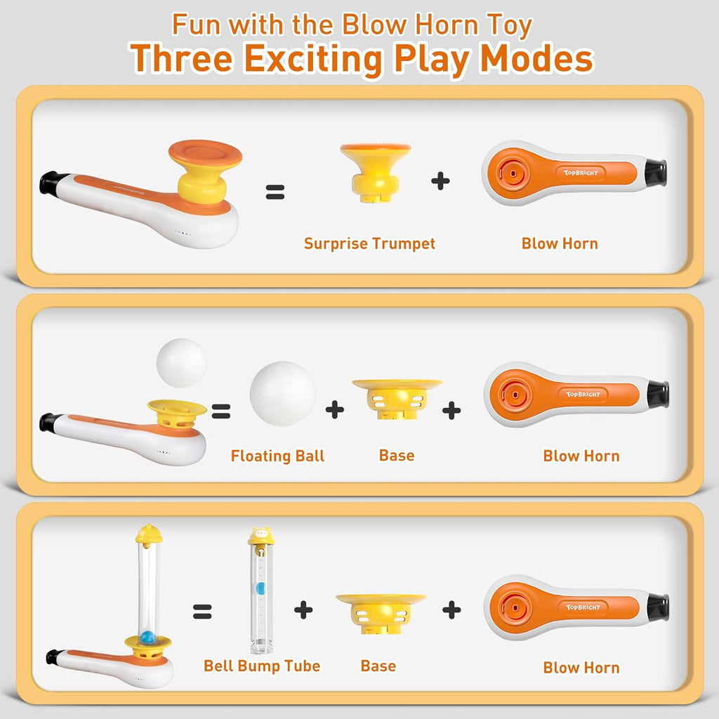 3in1 Ball Blowing Toy Sensory Toys for Toddler, Montessori Whistle Floating Blow Pipe Balls Musical Toy, Fine Motor Skills Toys for 3 4 5 Year Boys Girls Gift